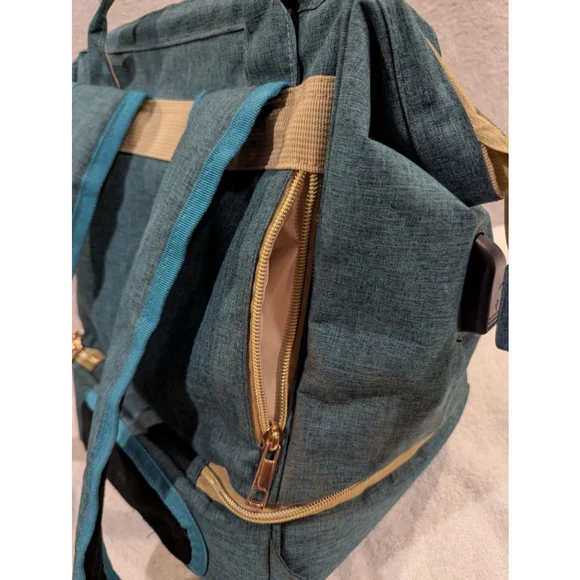 V-Coool Professional Cooler Bag Baby Bag Teal Beige Cooling Pocket Tote Backpack - Picture 8 of 15